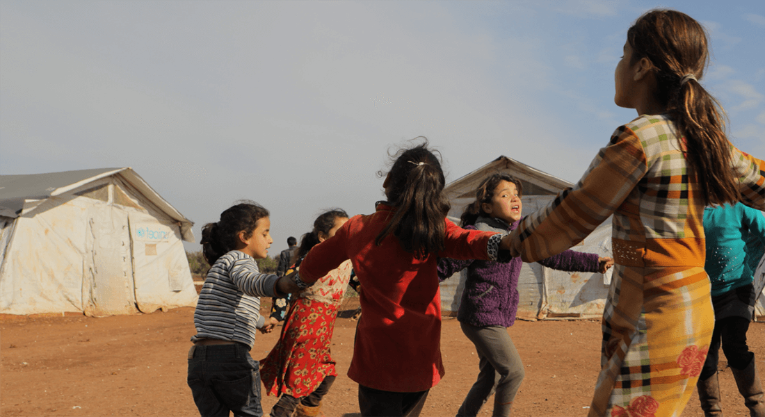 Children playing in refugee camp
