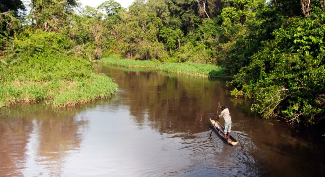 Man sailing on the Ebola River